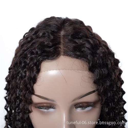 Tuneful 100% brazilian human hair wig halle 4x4 closure  kinky curl wig hot on sale fashion spiky hair and beautiful for you